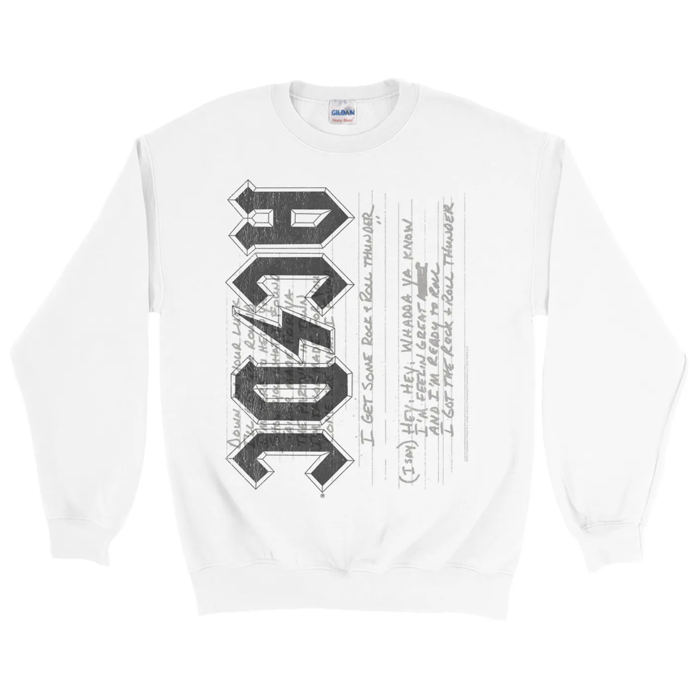 AC/DC Sweatshirt | Rock N' Roll Thunder Lyrics Image ACDC Sweatshirt