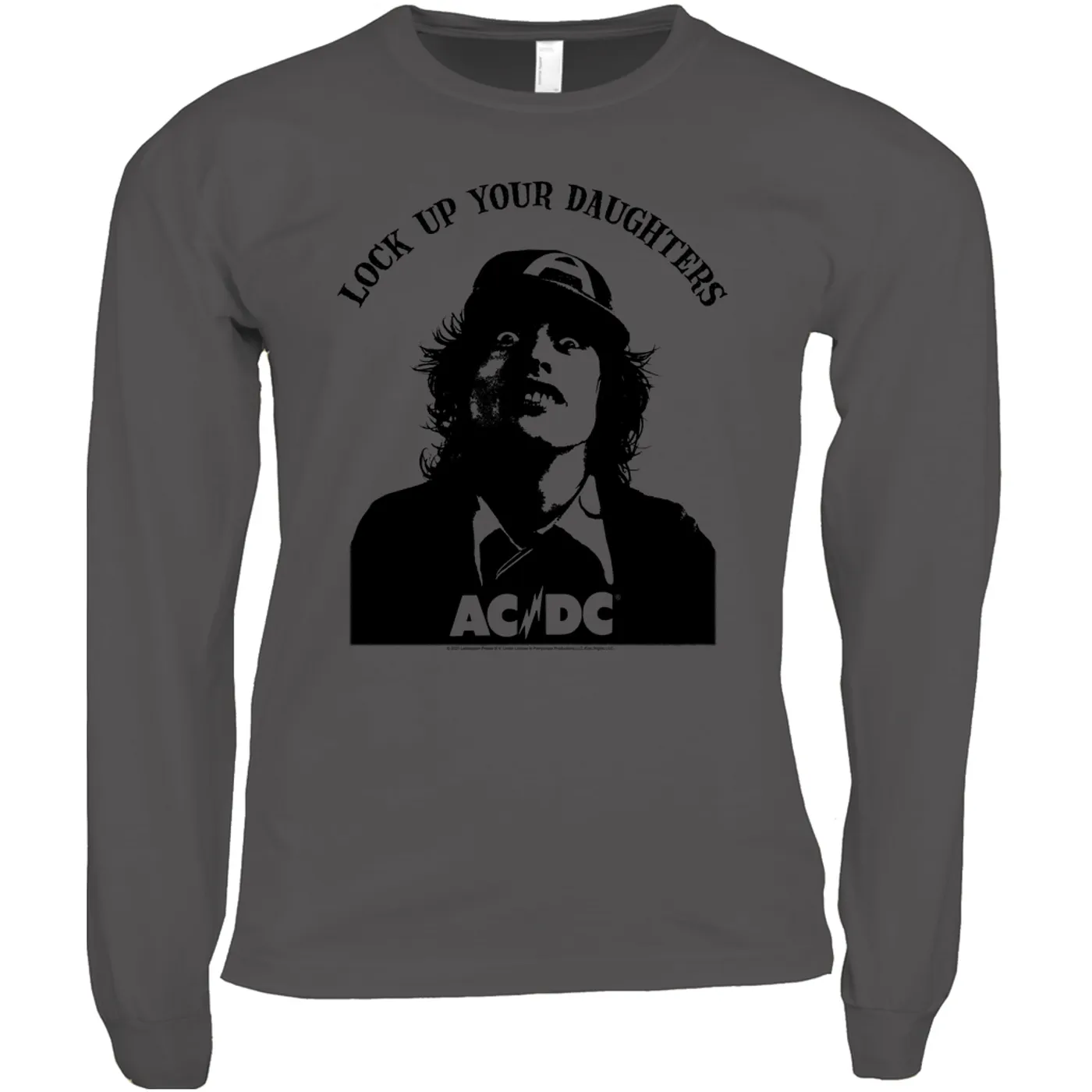 AC/DC Long Sleeve Shirt | Lock Up Your Daughters Featuring Angus Young Design ACDC Shirt