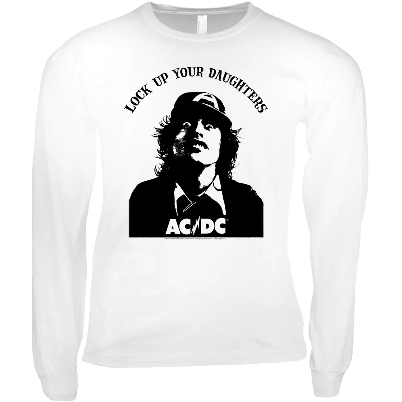 AC/DC Long Sleeve Shirt | Lock Up Your Daughters Featuring Angus Young Design ACDC Shirt