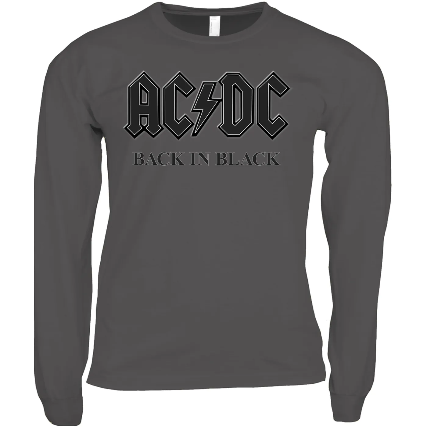 AC/DC Long Sleeve Shirt | Back In Black Charcoal Design ACDC Shirt