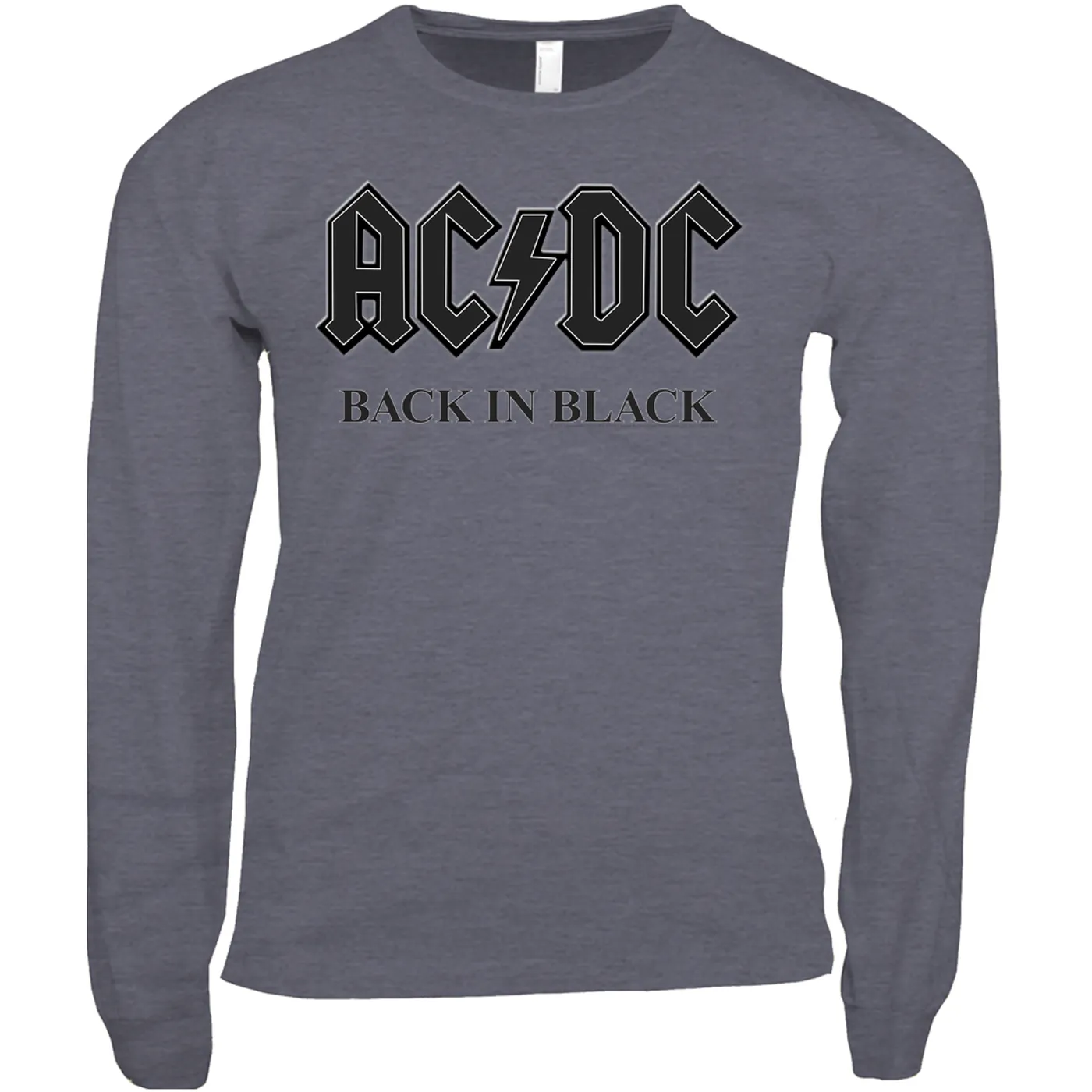 AC/DC Long Sleeve Shirt | Back In Black Charcoal Design ACDC Shirt