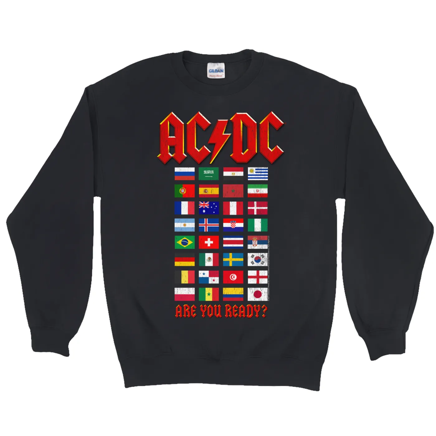 AC/DC Sweatshirt | Are You Ready Tour Destination Flags ACDC Sweatshirt