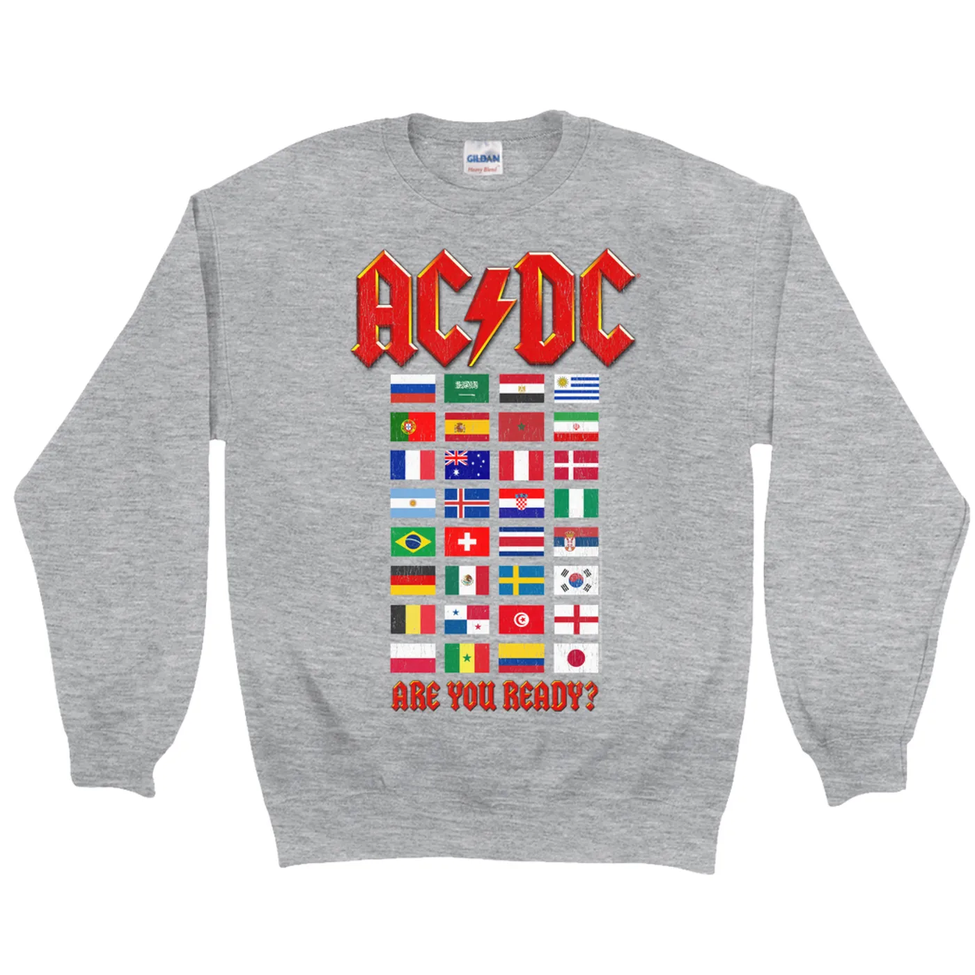 AC/DC Sweatshirt | Are You Ready Tour Destination Flags ACDC Sweatshirt