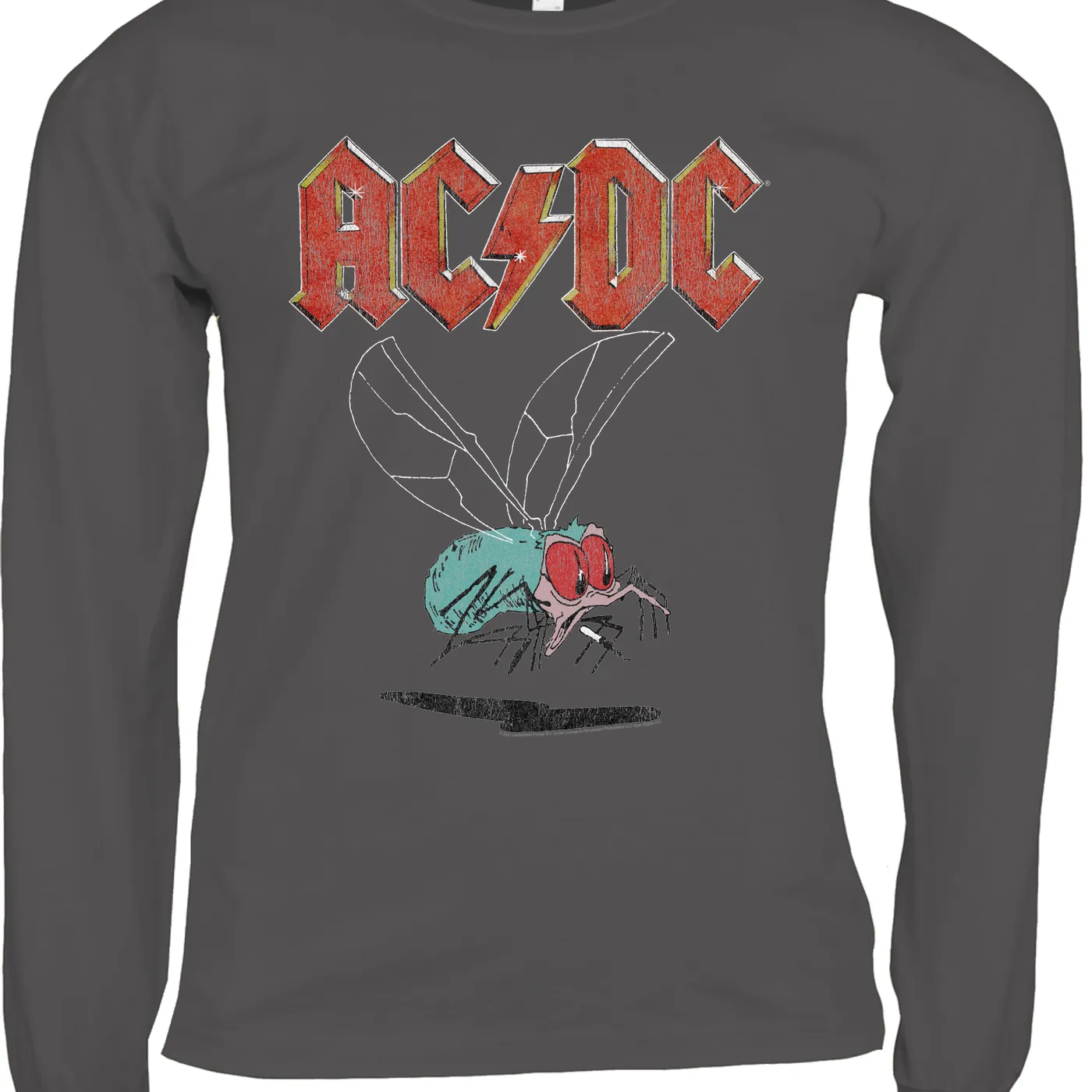 AC/DC Long Sleeve Shirt | Fly On The Wall Tour Design Distressed ACDC Shirt