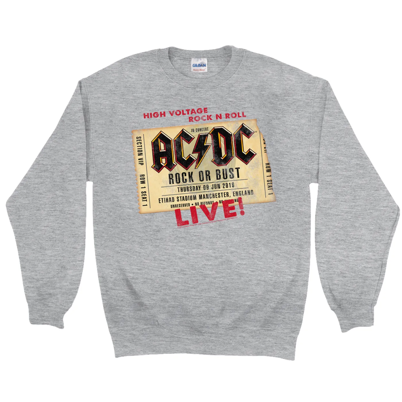 AC/DC Sweatshirt | Rock or Bust Manchester England Concert Ticket ACDC Sweatshirt