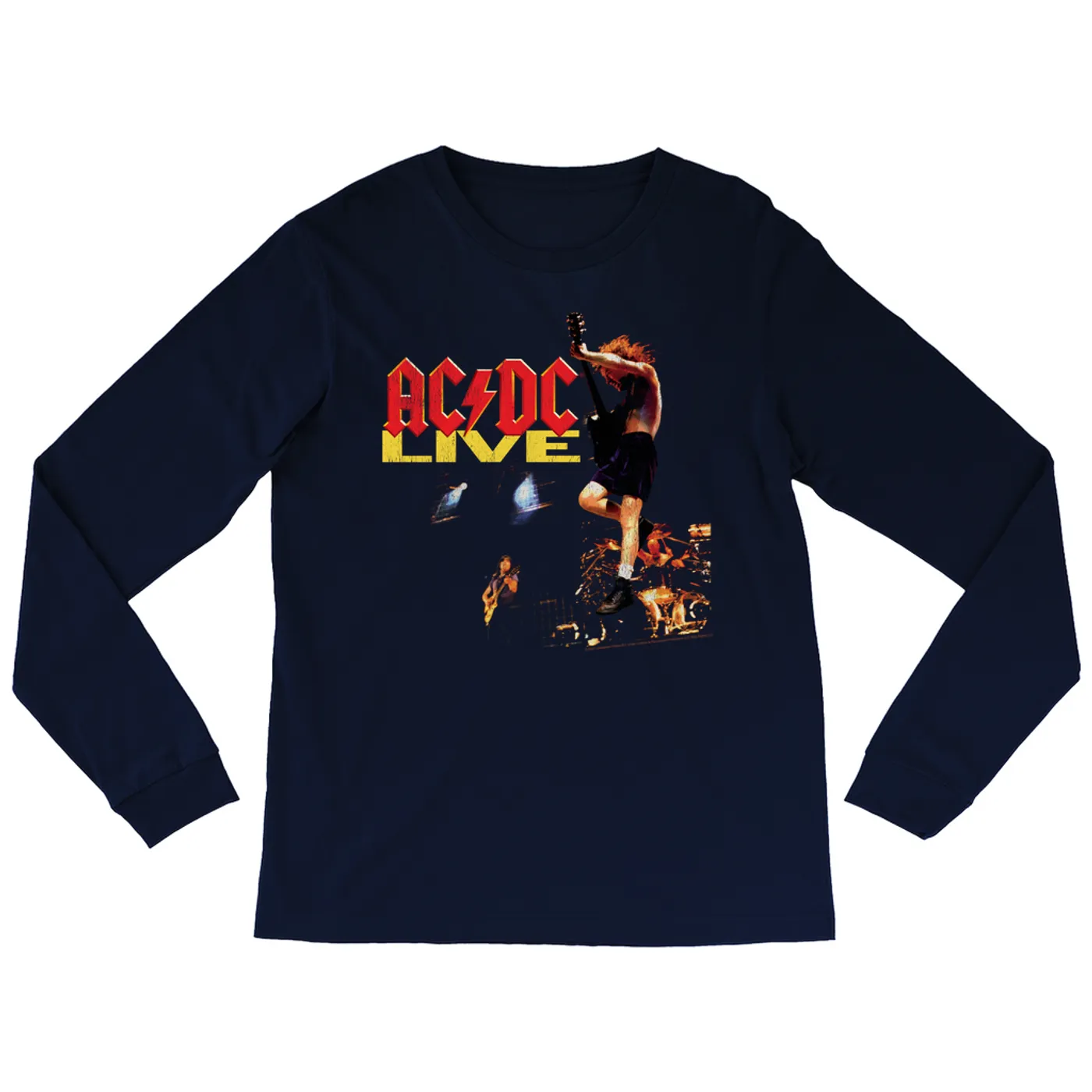 ACDC Long Sleeve Shirt | AC/DC Live On Stage Design Distressed ACDC Shirt