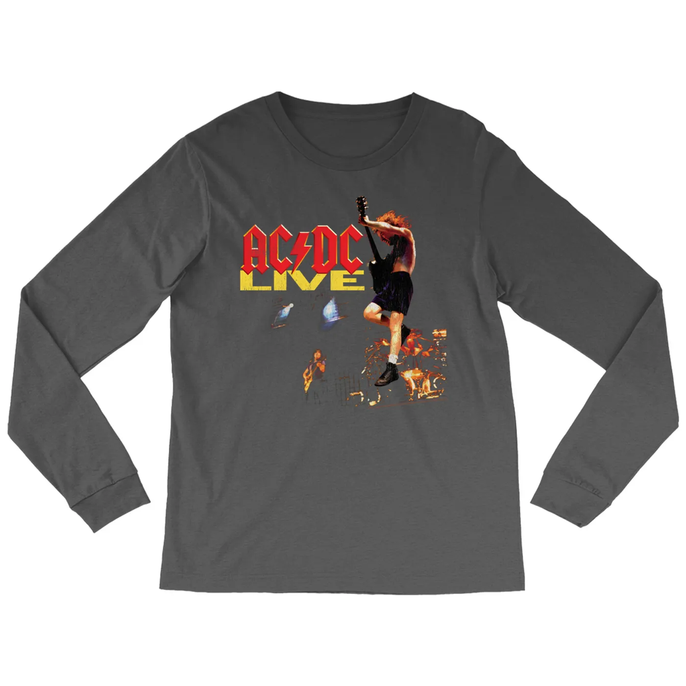 ACDC Long Sleeve Shirt | AC/DC Live On Stage Design Distressed ACDC Shirt