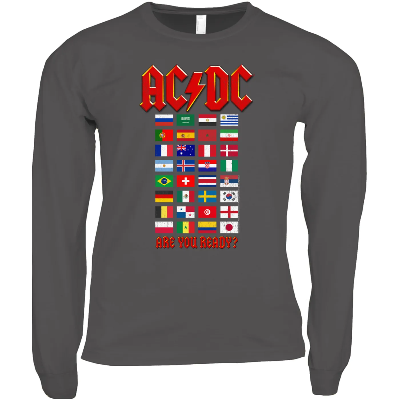 AC/DC Long Sleeve Shirt | Are You Ready Tour Destination Flags ACDC Shirt