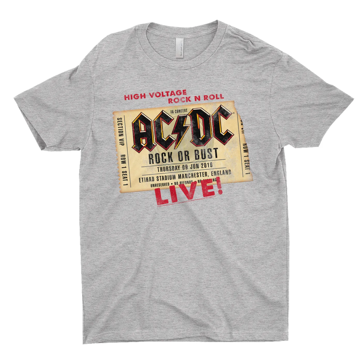 AC/DC T-Shirt | Rock or Bust Manchester England Concert Ticket ACDC Shirt
