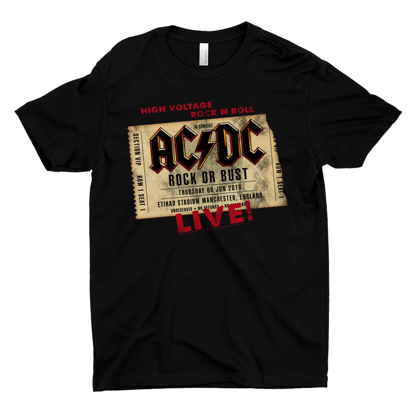 AC/DC T-Shirt | Rock or Bust Manchester England Concert Ticket ACDC Shirt