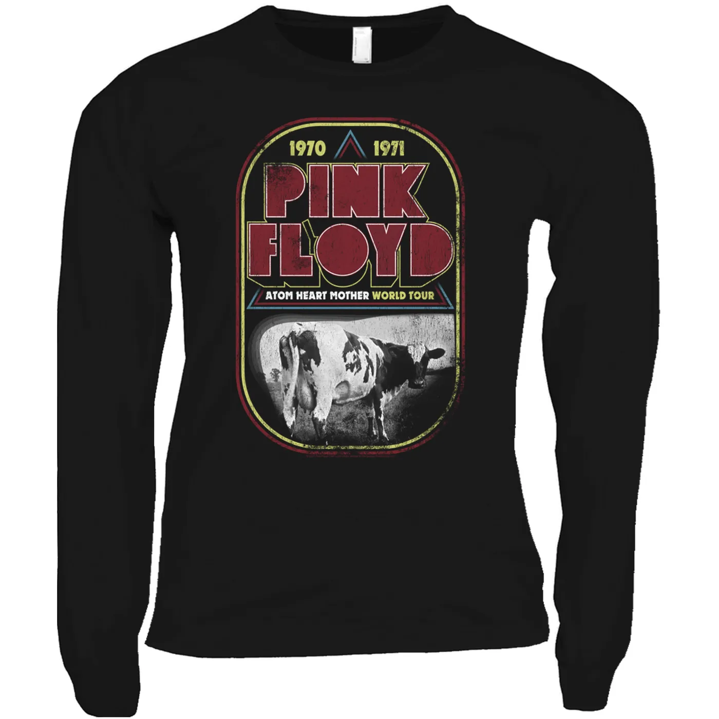 Pink Floyd Long Sleeve Shirt | Atom Heart Mother World Tour Design Distressed Pink Floyd Shirt