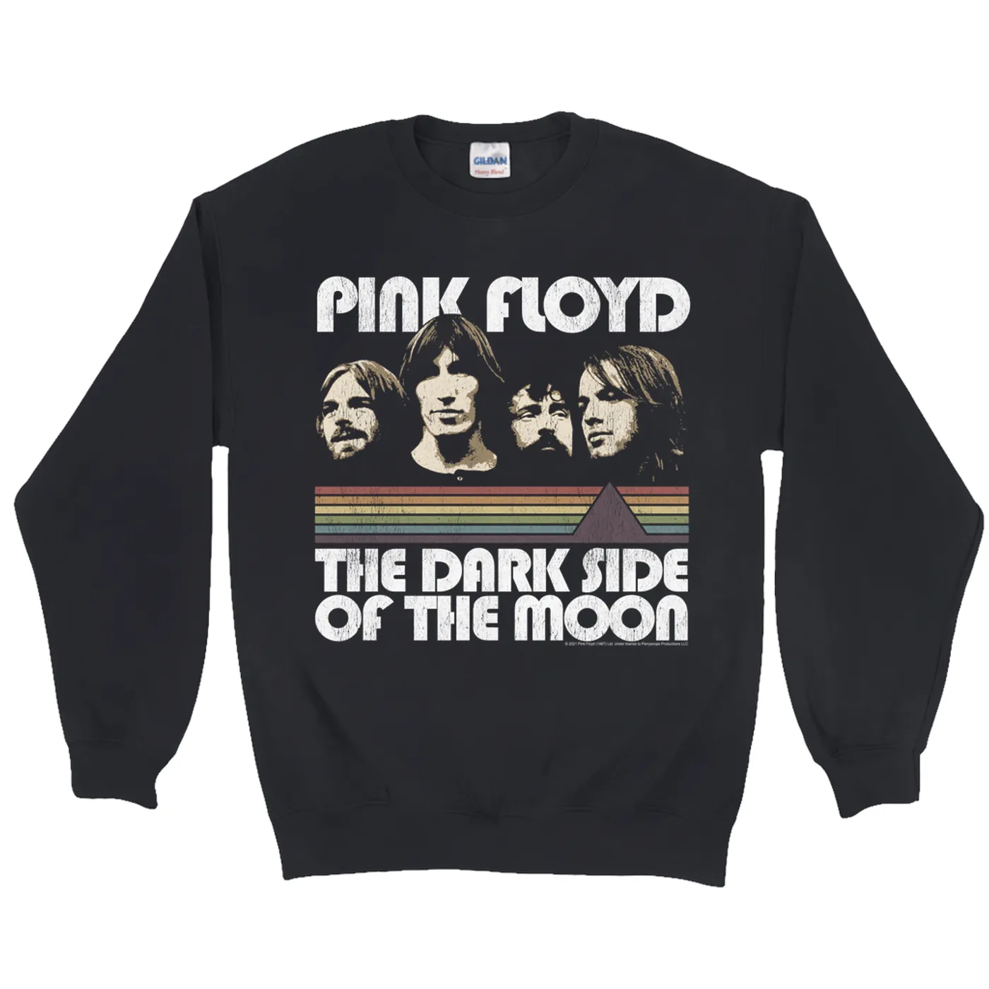 Pink Floyd Sweatshirt | Dark Side Of The Moon Retro Design Distressed Pink Floyd Sweatshirt
