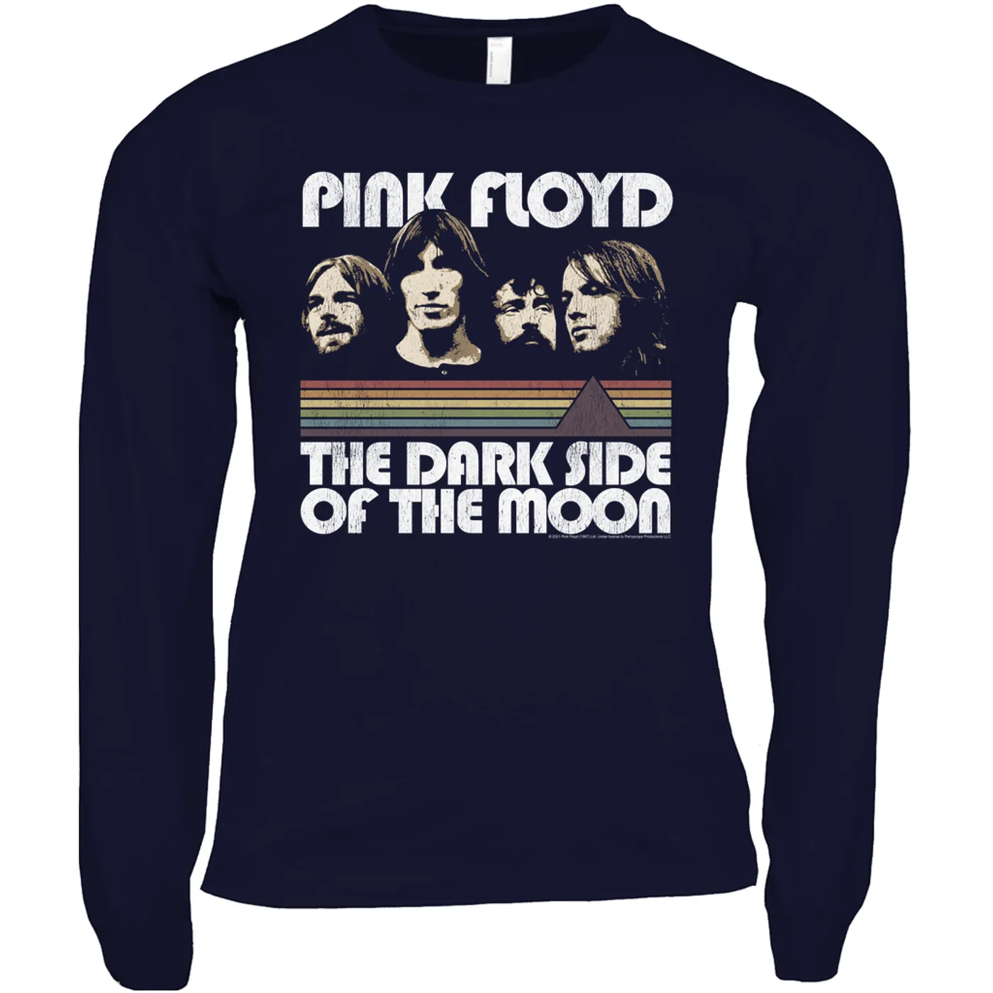 Pink Floyd Long Sleeve Shirt | Dark Side Of The Moon Retro Design Distressed Pink Floyd Shirt