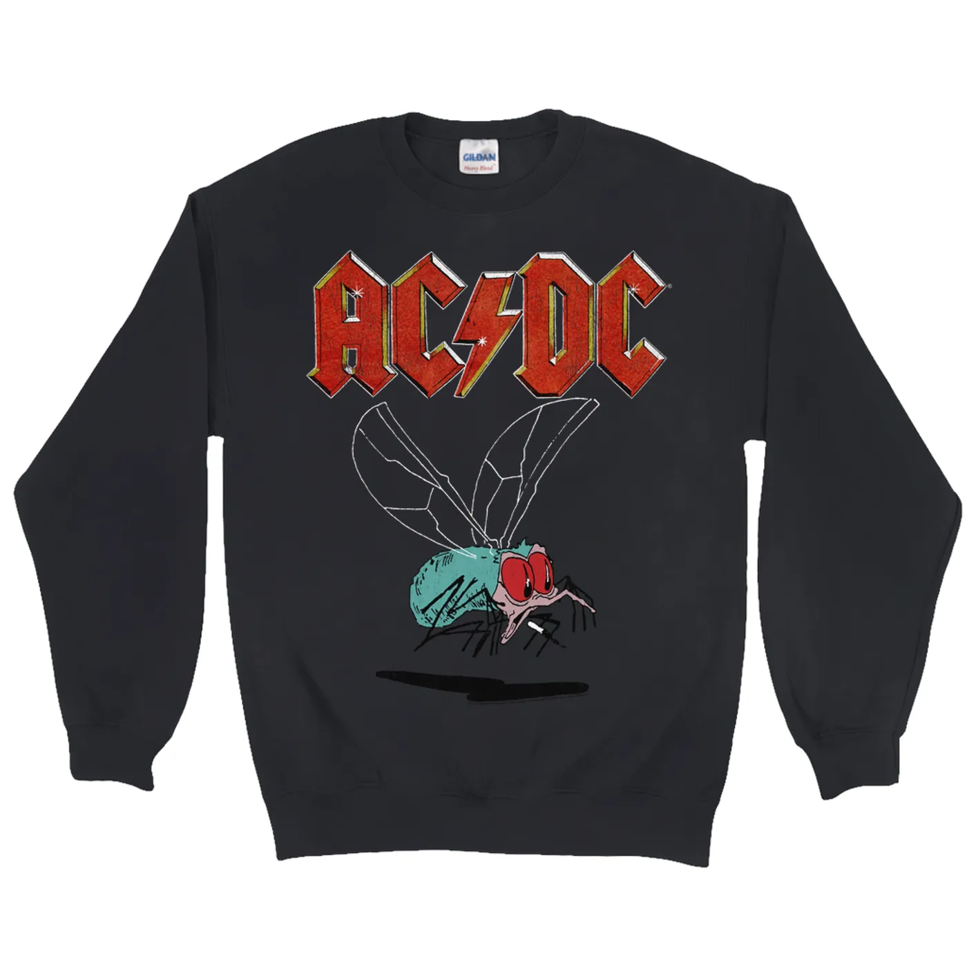 AC/DC Sweatshirt | Fly On The Wall Tour Design Distressed ACDC Sweatshirt