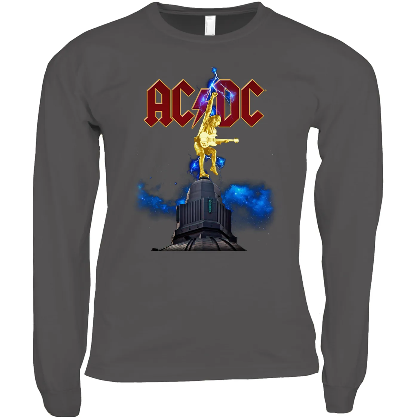 AC/DC Long Sleeve Shirt | Angus Young Thunder Statue Design ACDC Shirt