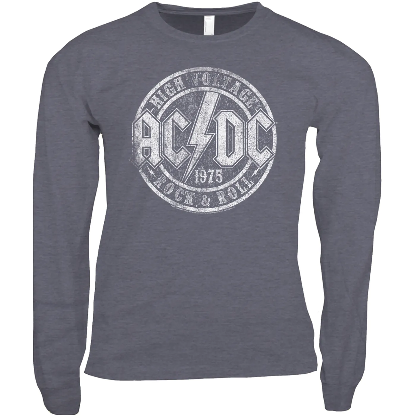 AC/DC Long Sleeve Shirt | Rock And Roll 1975 Stamped Design Distressed ACDC Shirt