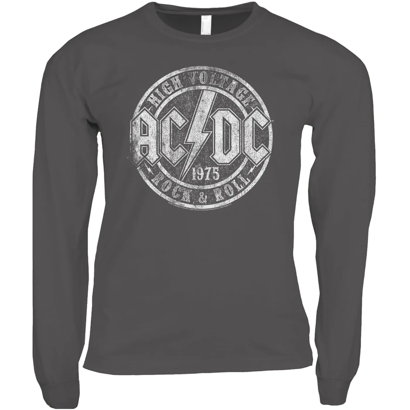 AC/DC Long Sleeve Shirt | Rock And Roll 1975 Stamped Design Distressed ACDC Shirt