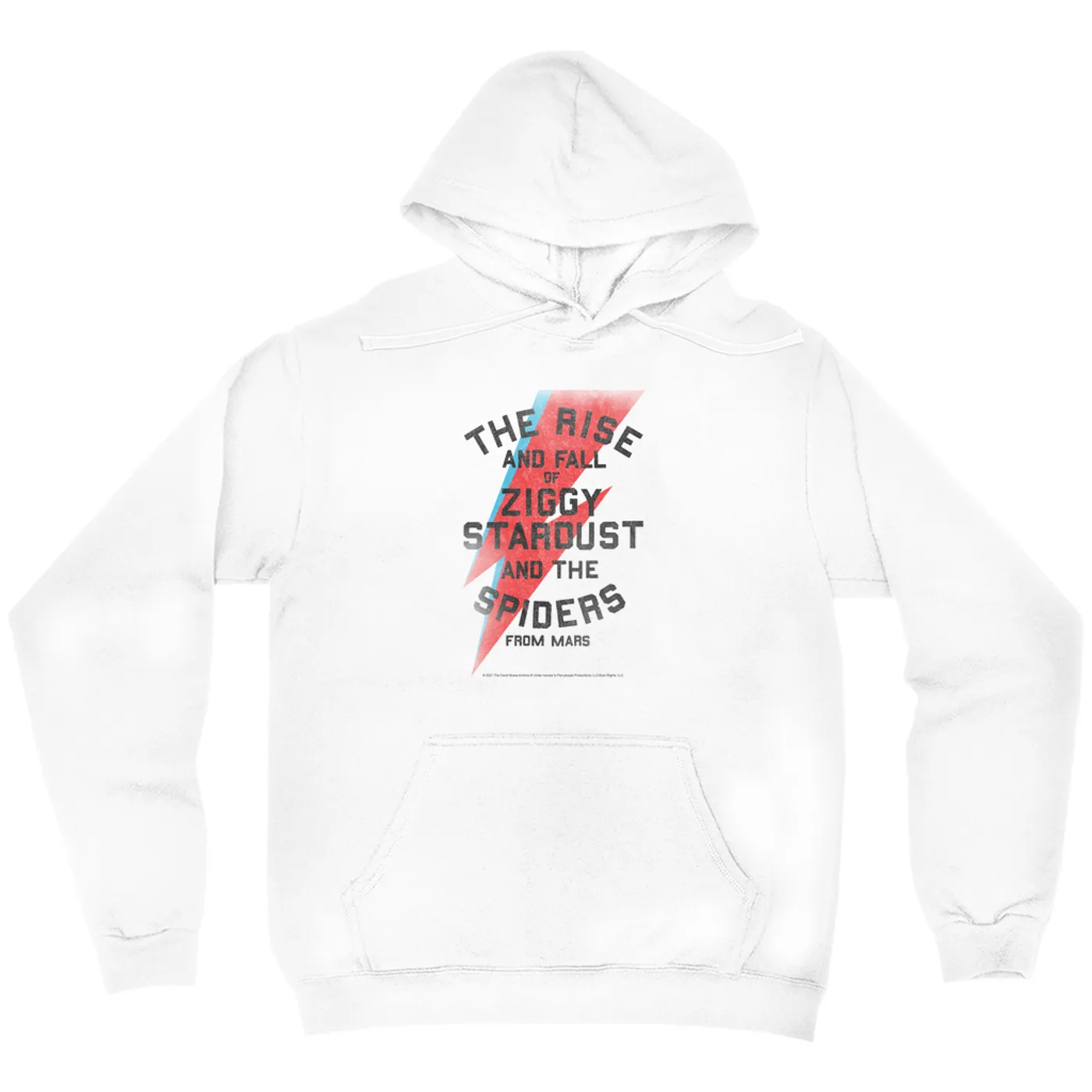David Bowie Hoodie | The Rise And Fall Of Ziggy Stardust And The Spiders From Mars Lightning Bolt Distressed David Bowie Hoodie (Merchbar Exclusive)
