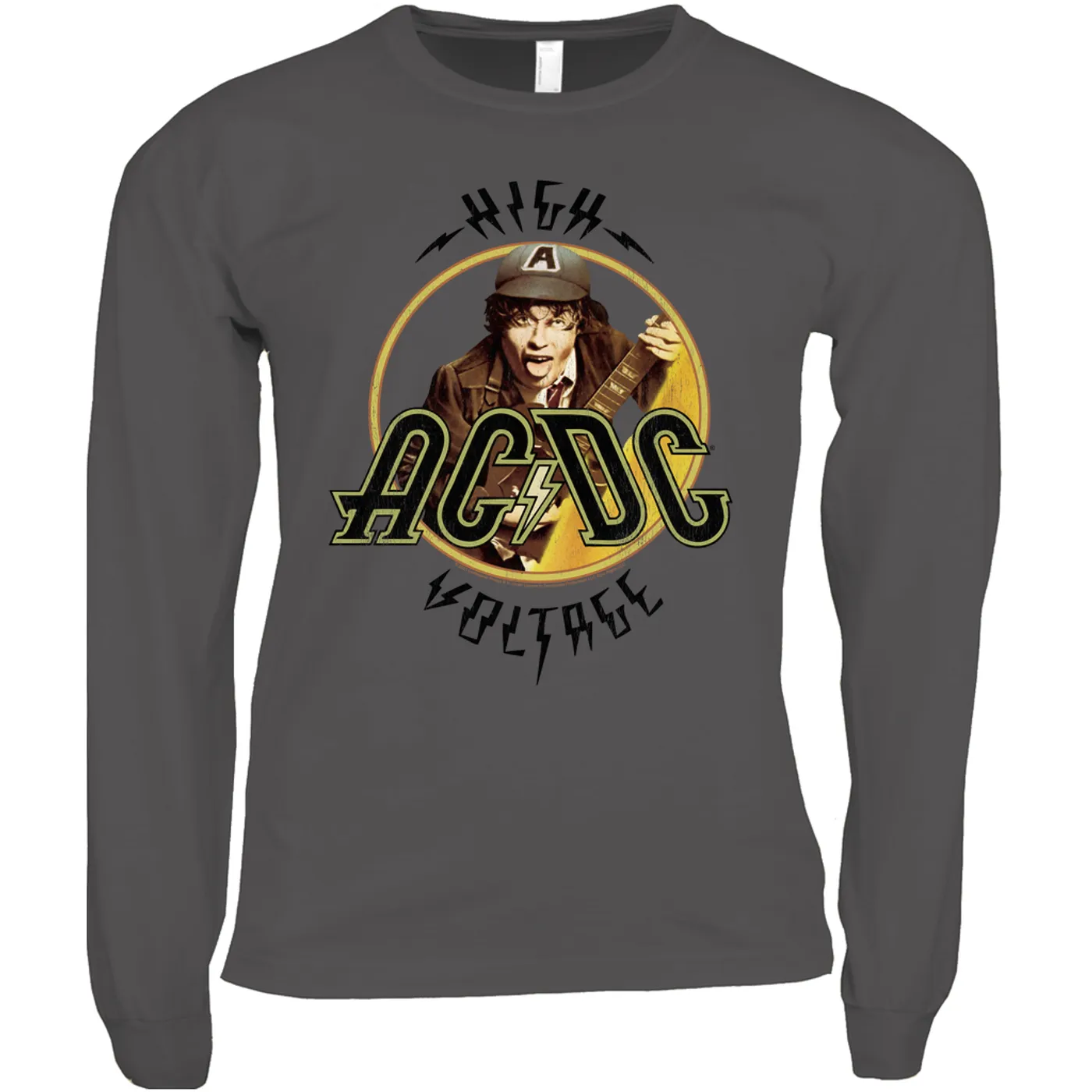 AC/DC Long Sleeve Shirt | High Voltage Album Design Distressed ACDC Shirt