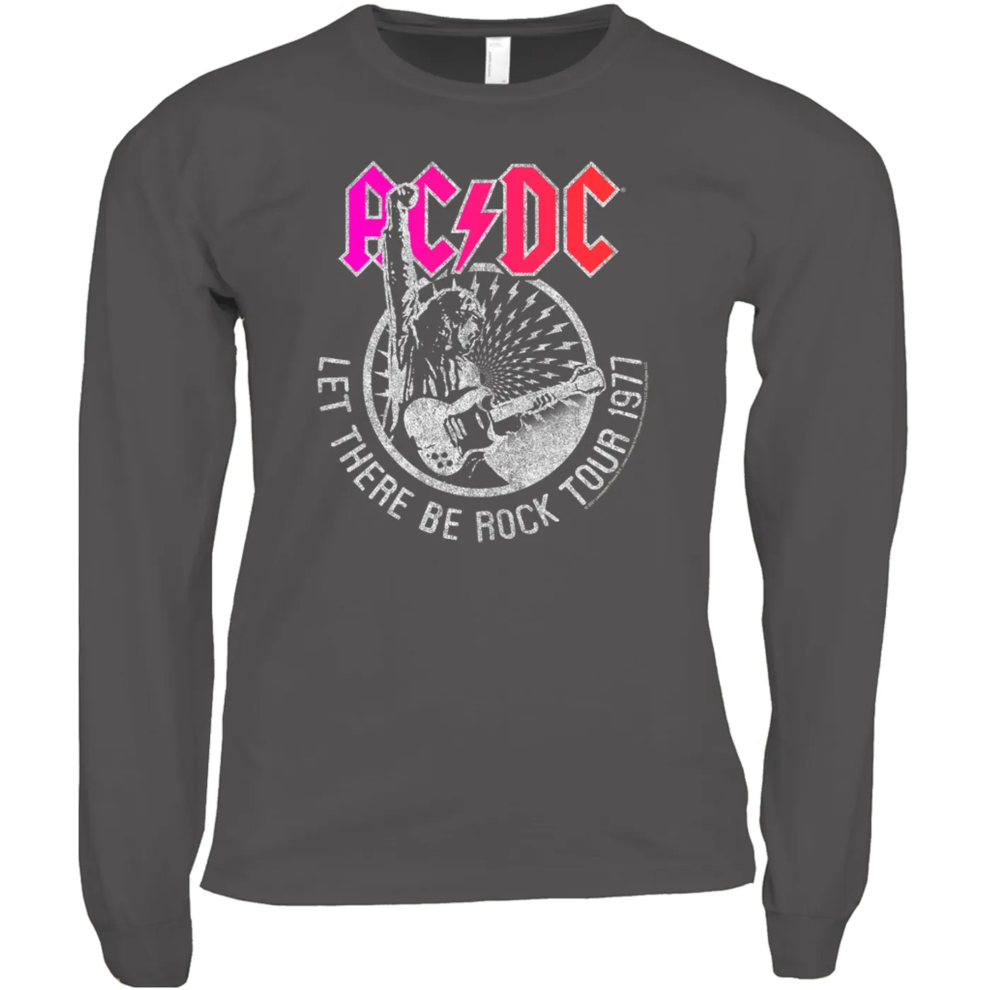 AC/DC Long Sleeve Shirt | Let There Be Rock Tour 1977 Silver Bling Design ACDC Shirt (Merchbar Exclusive)