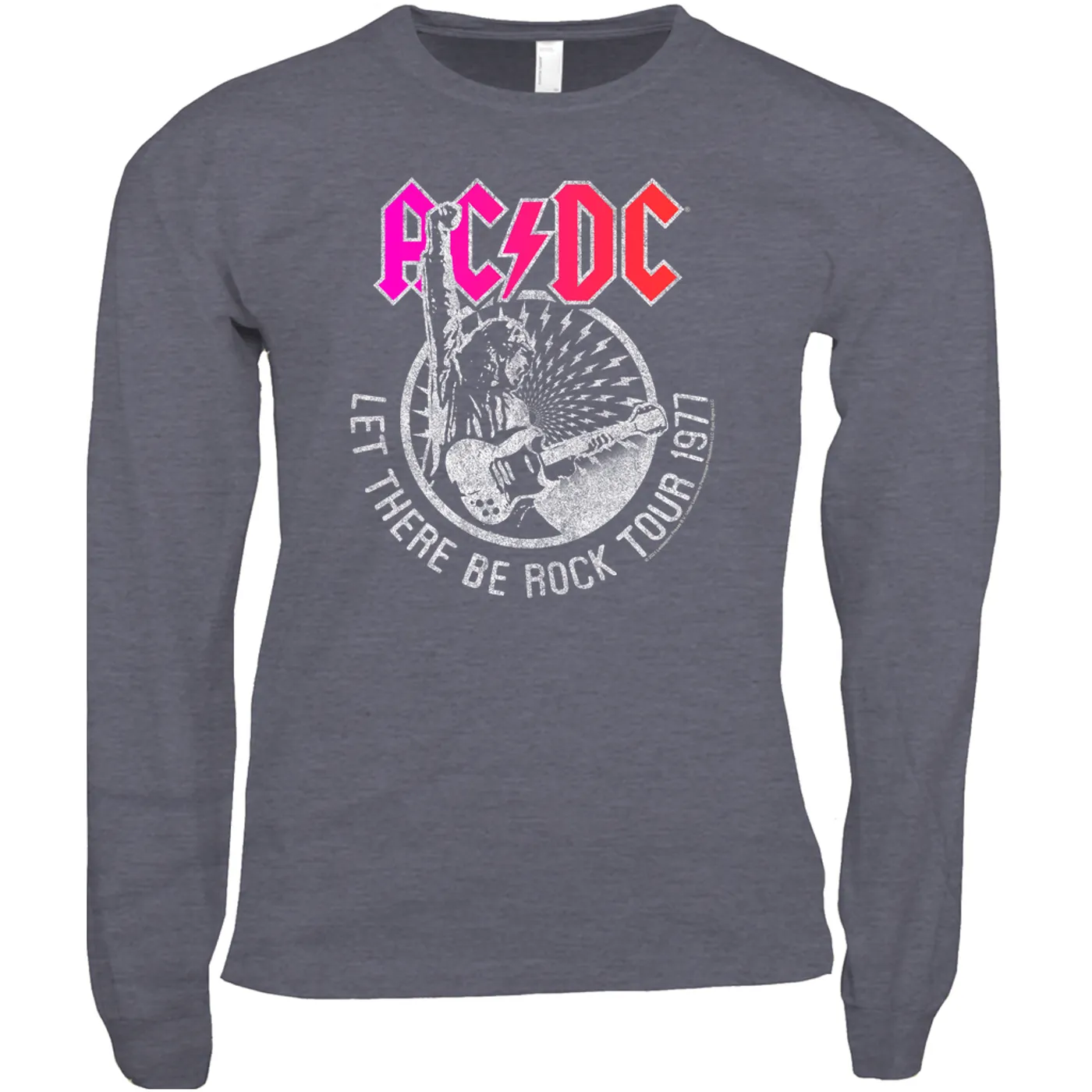 AC/DC Long Sleeve Shirt | Let There Be Rock Tour 1977 Silver Bling Design ACDC Shirt (Merchbar Exclusive)