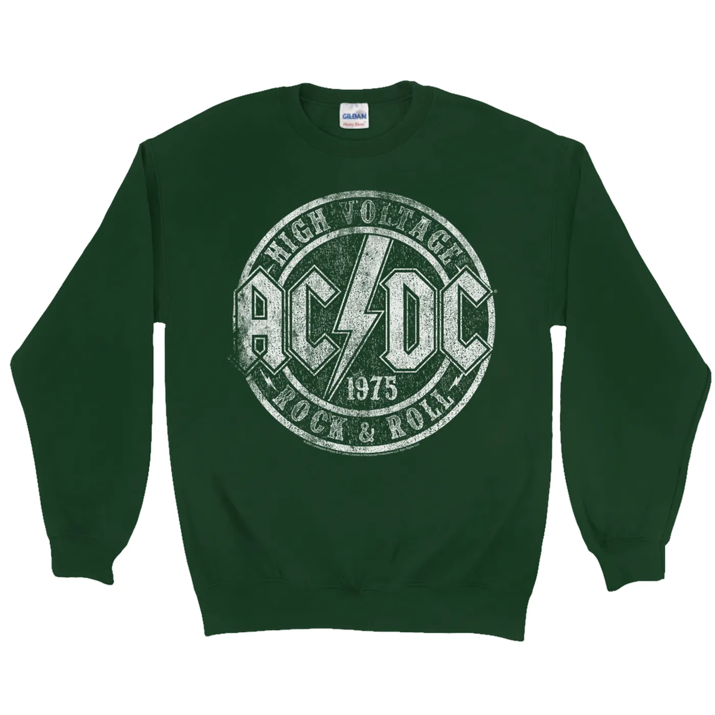 AC/DC Sweatshirt | Rock And Roll 1975 Stamped Design Distressed ACDC Sweatshirt