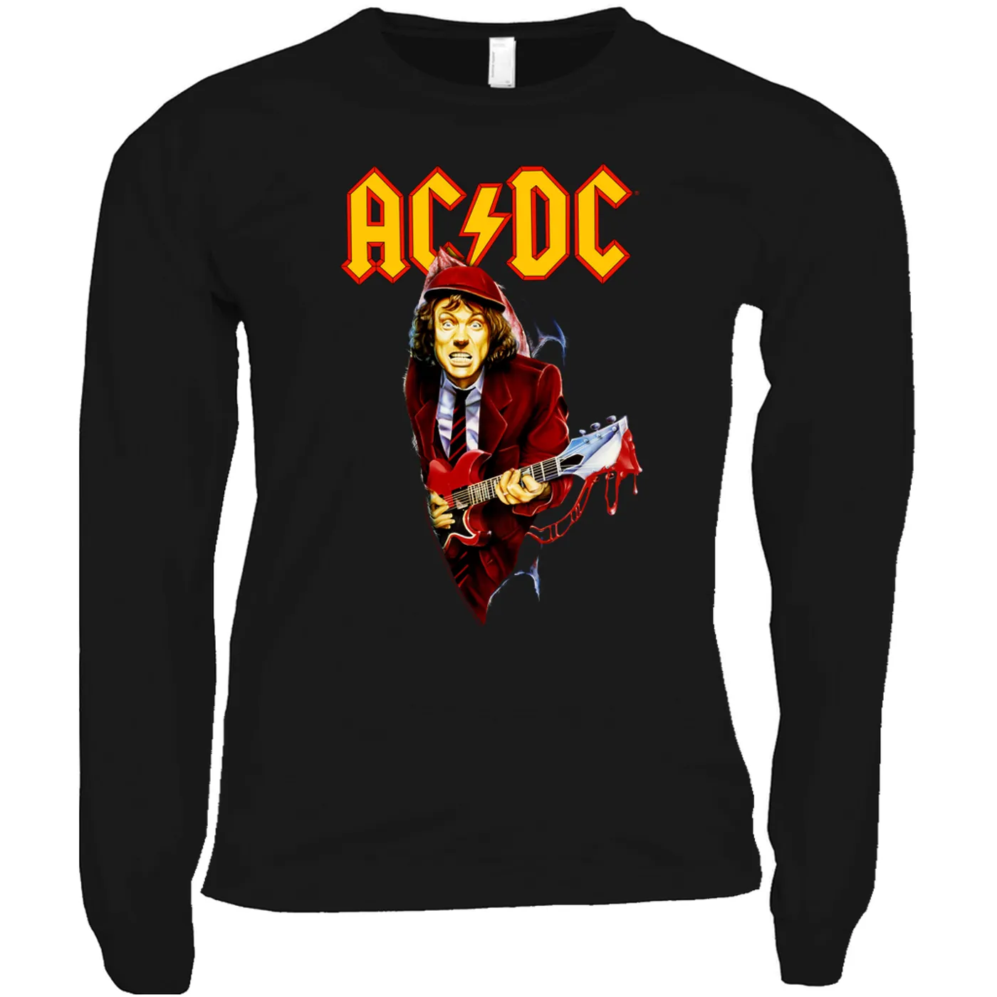 AC/DC Long Sleeve Shirt | Angus Young With Bloody Guitar Design ACDC Shirt