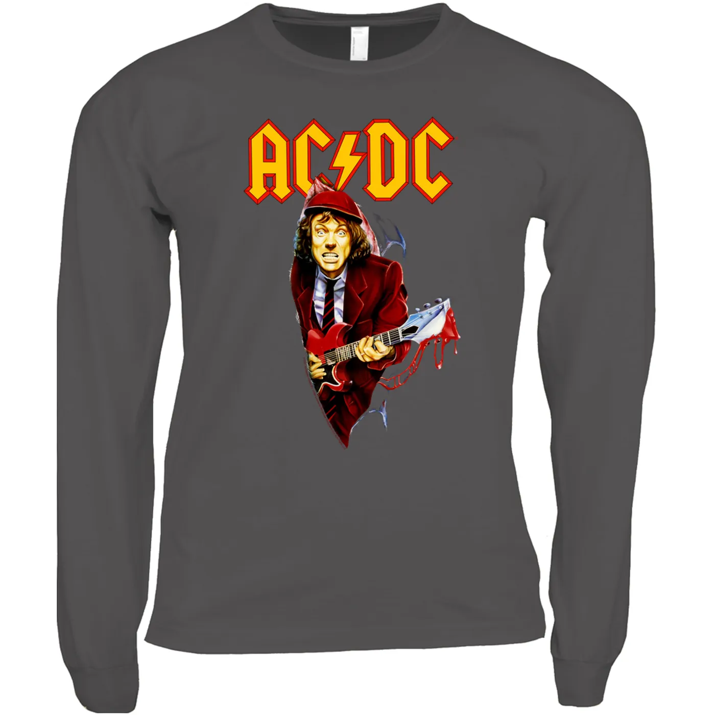 AC/DC Long Sleeve Shirt | Angus Young With Bloody Guitar Design ACDC Shirt
