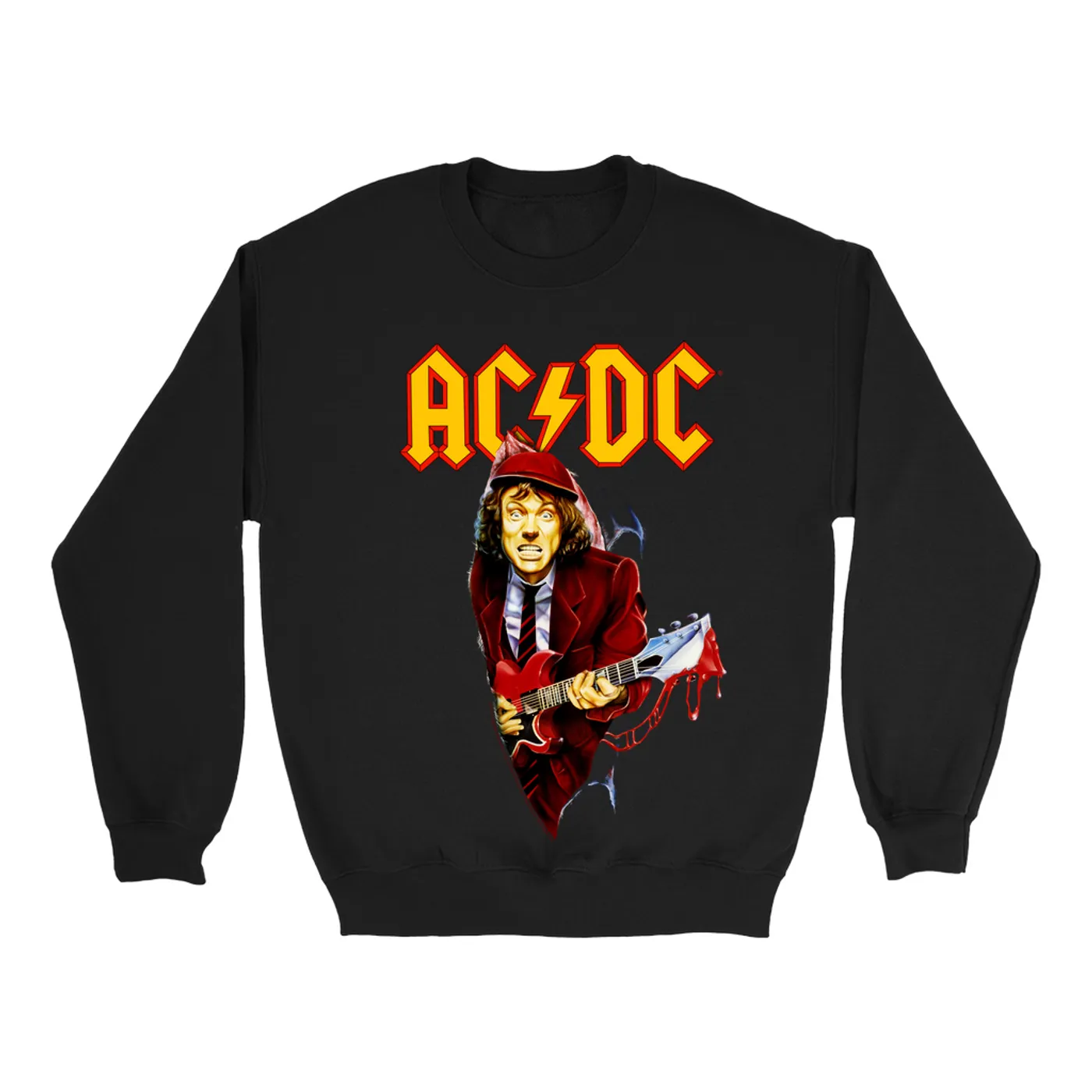 AC/DC Sweatshirt | Angus Young With Bloody Guitar Design ACDC Sweatshirt