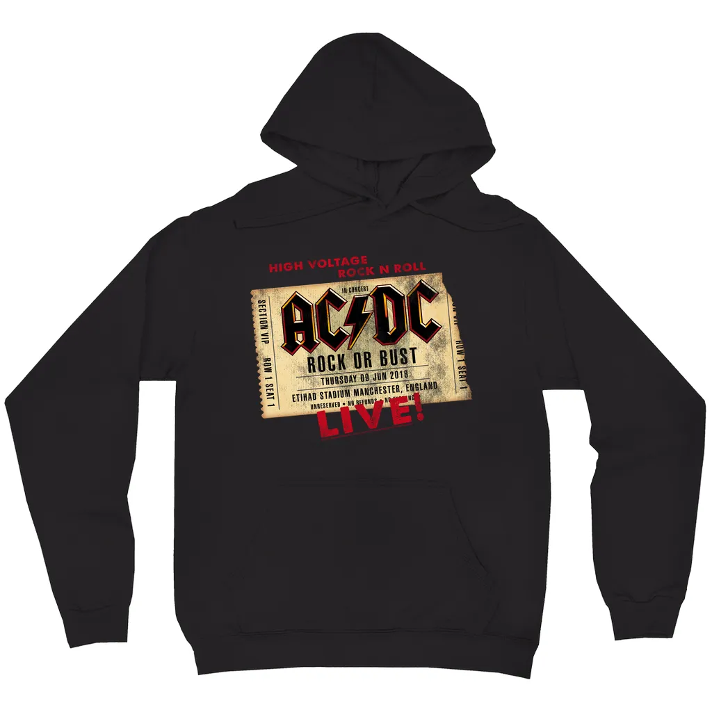 Hoodie | Rock or Bust Manchester England Concert Ticket Hoodie