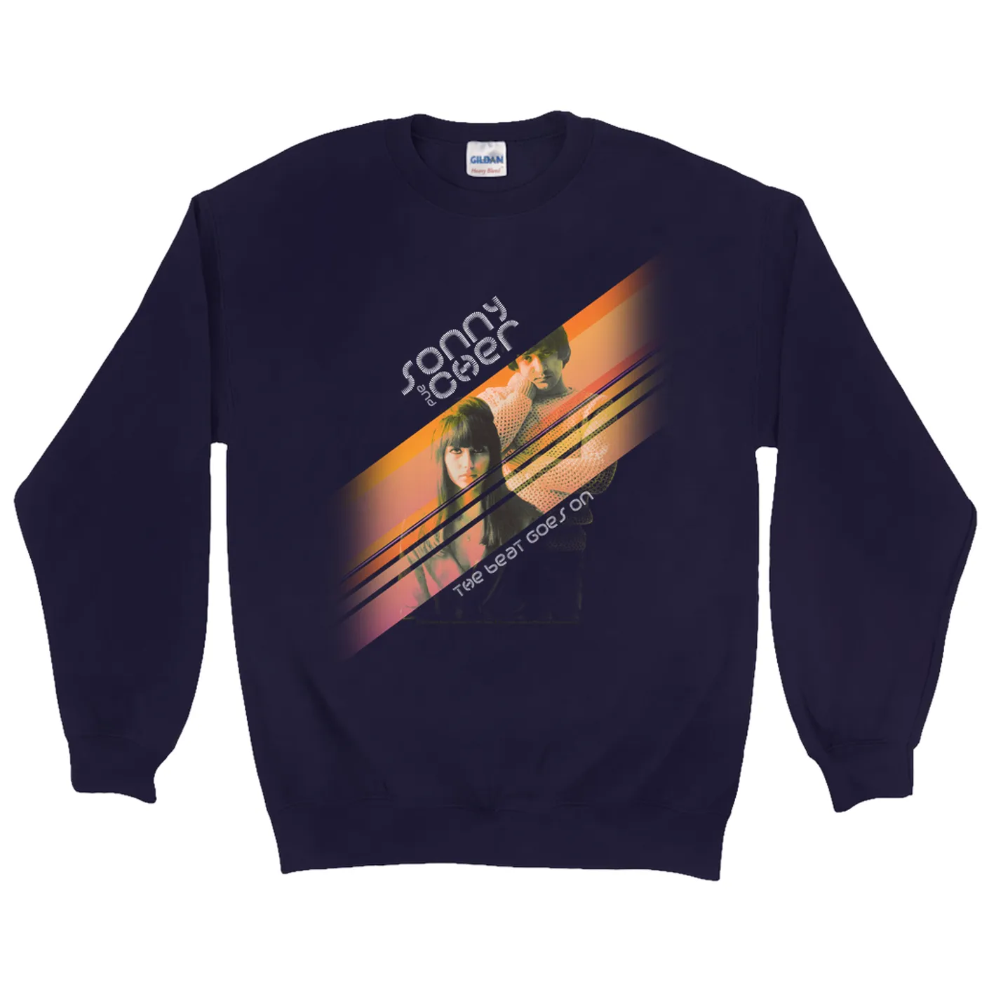 Sonny & Cher Sweatshirt | The Beat Goes On Orange Stripes Sonny And Cher Sweatshirt