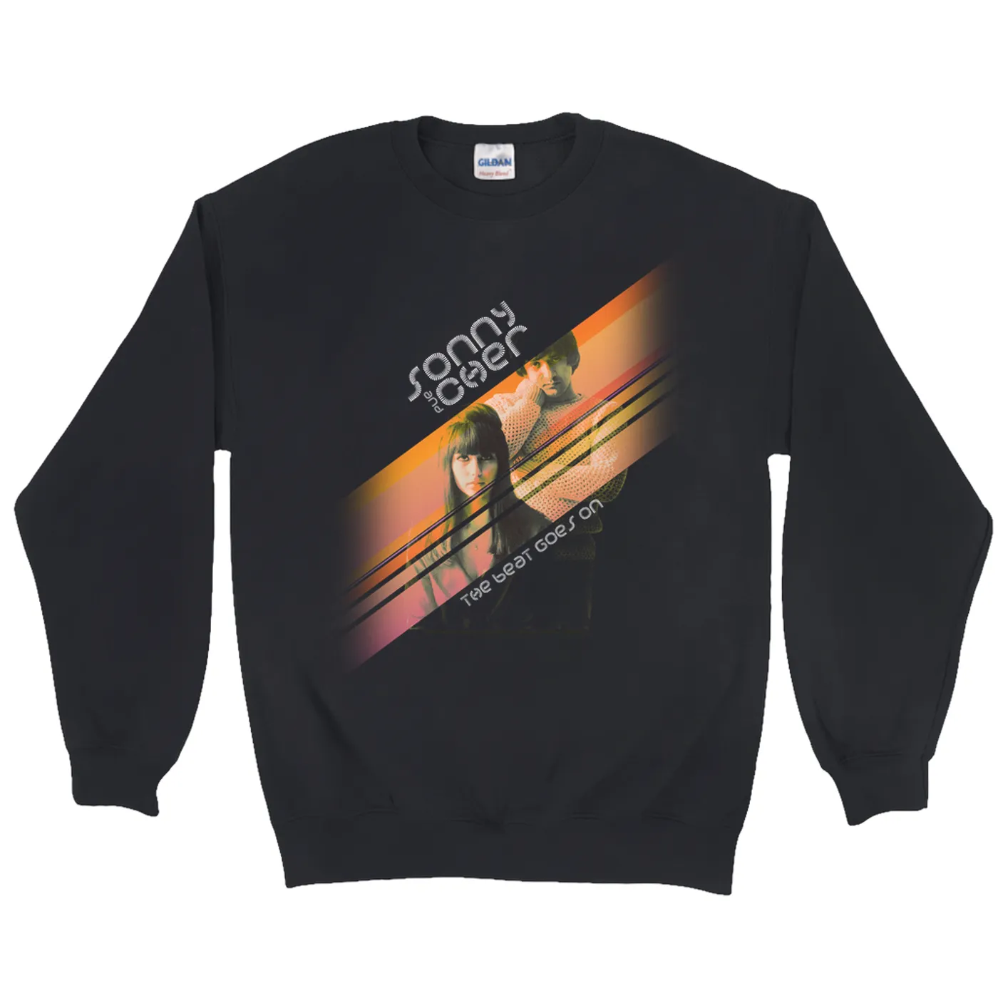 Sonny & Cher Sweatshirt | The Beat Goes On Orange Stripes Sonny And Cher Sweatshirt
