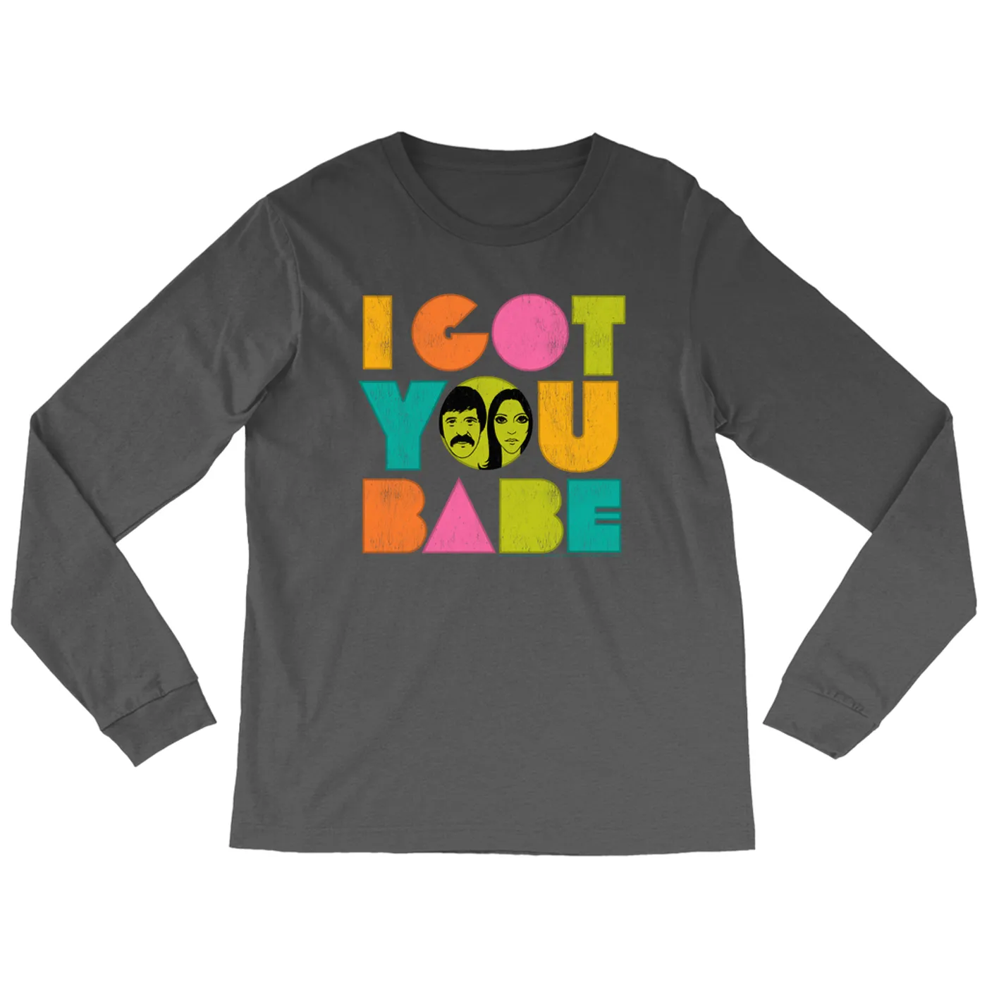 Sonny & Cher Long Sleeve Shirt | I Got You Babe Pastel Logo Distressed Sonny And Cher Shirt (Merchbar Exclusive)