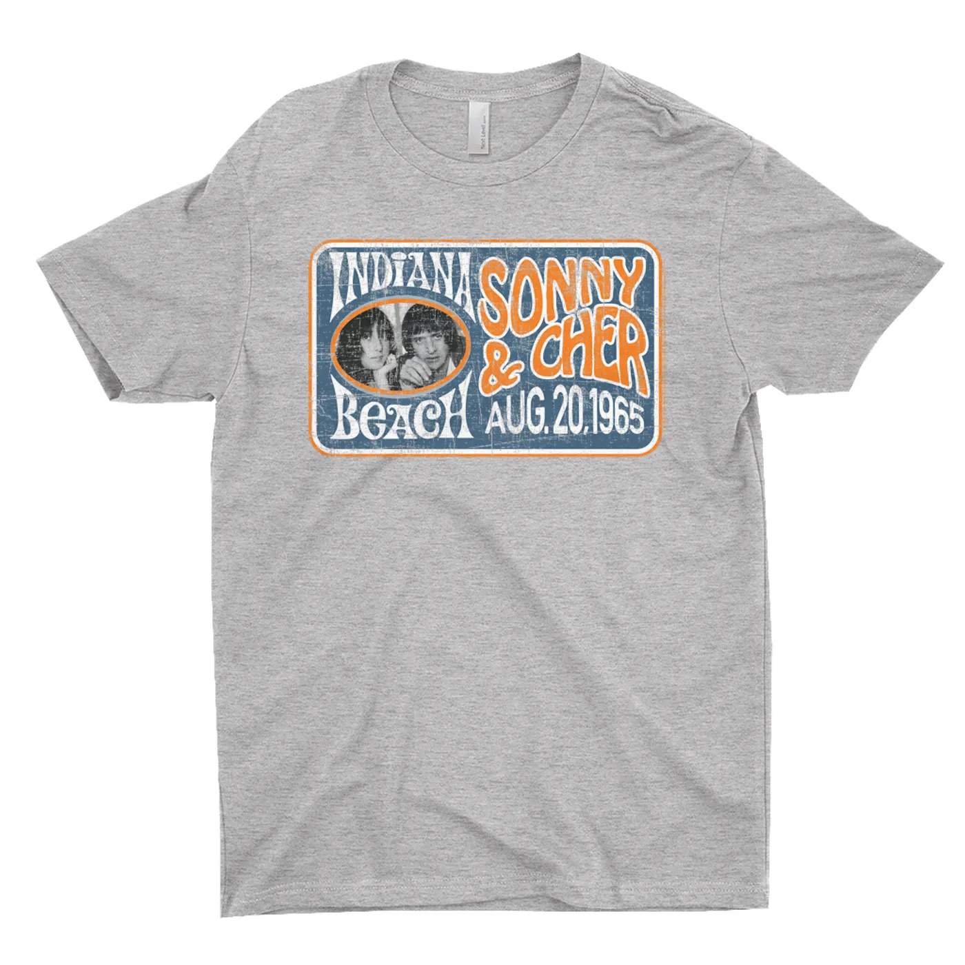 Sonny & Cher T-Shirt | Indiana Beach Horizontal Concert Banner Distressed Sonny And Cher Shirt