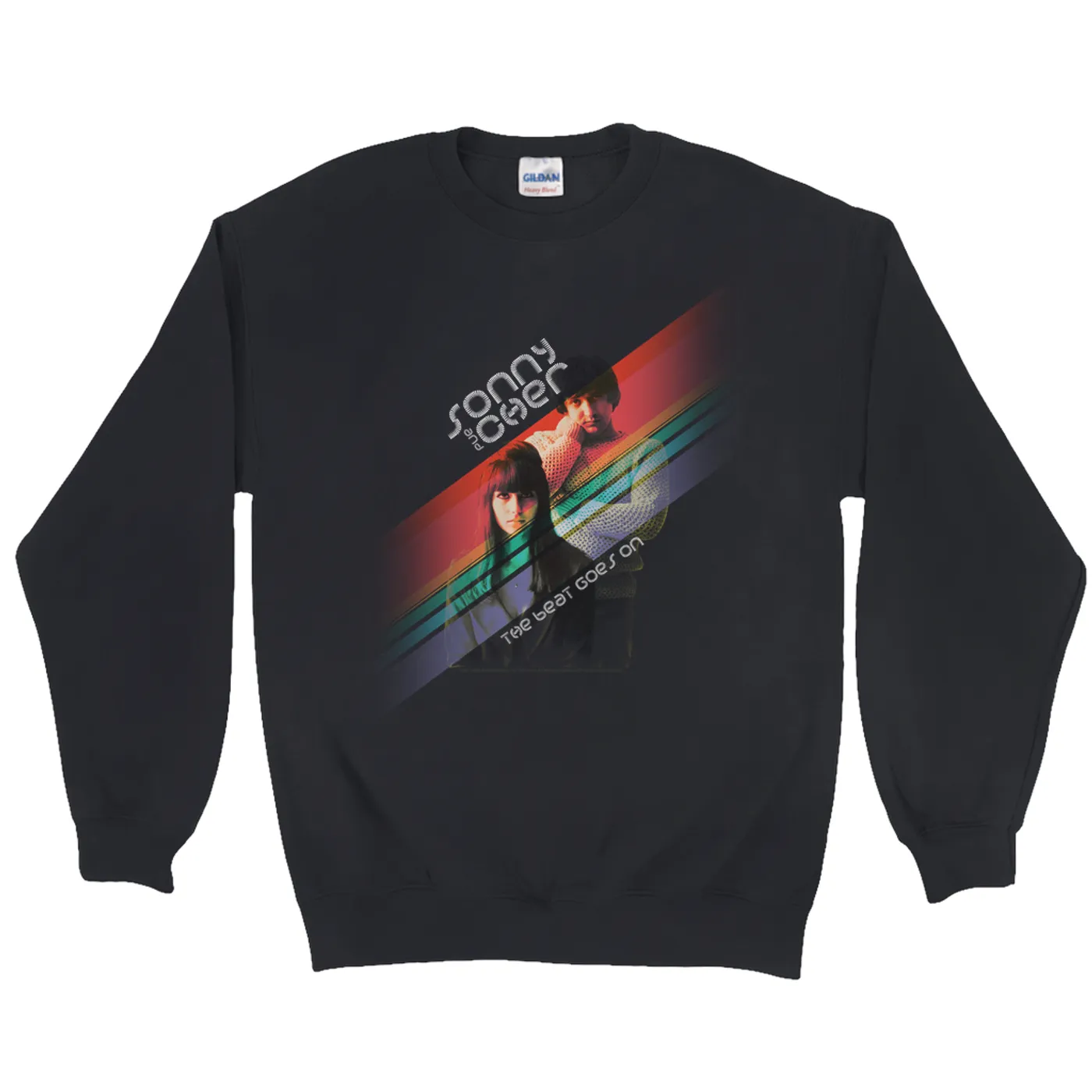 Sonny & Cher Sweatshirt | The Beat Goes On Primary Color Stripes Sonny And Cher Sweatshirt