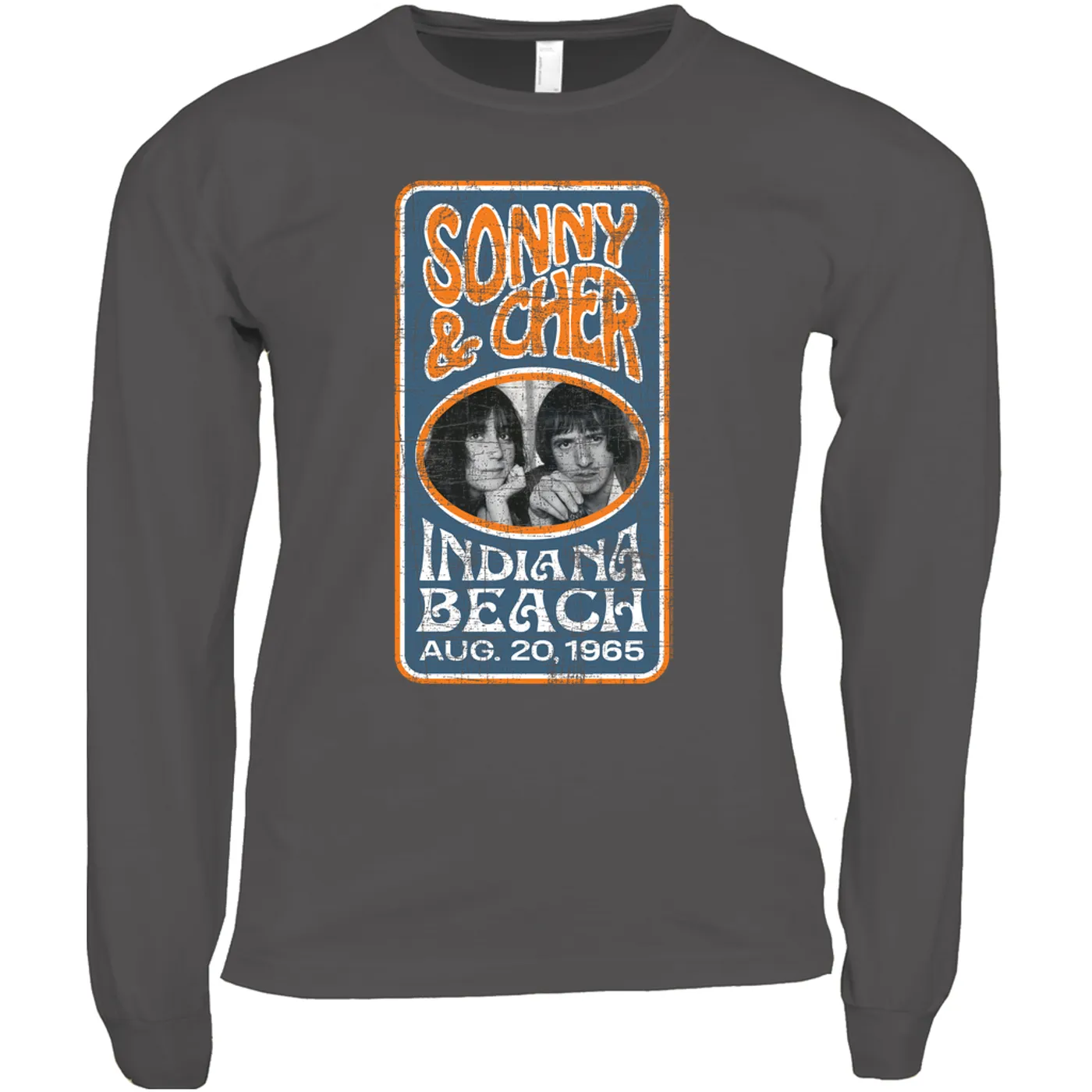 Sonny & Cher Long Sleeve Shirt | Indiana Beach Vertical Concert Banner Distressed Sonny And Cher Shirt