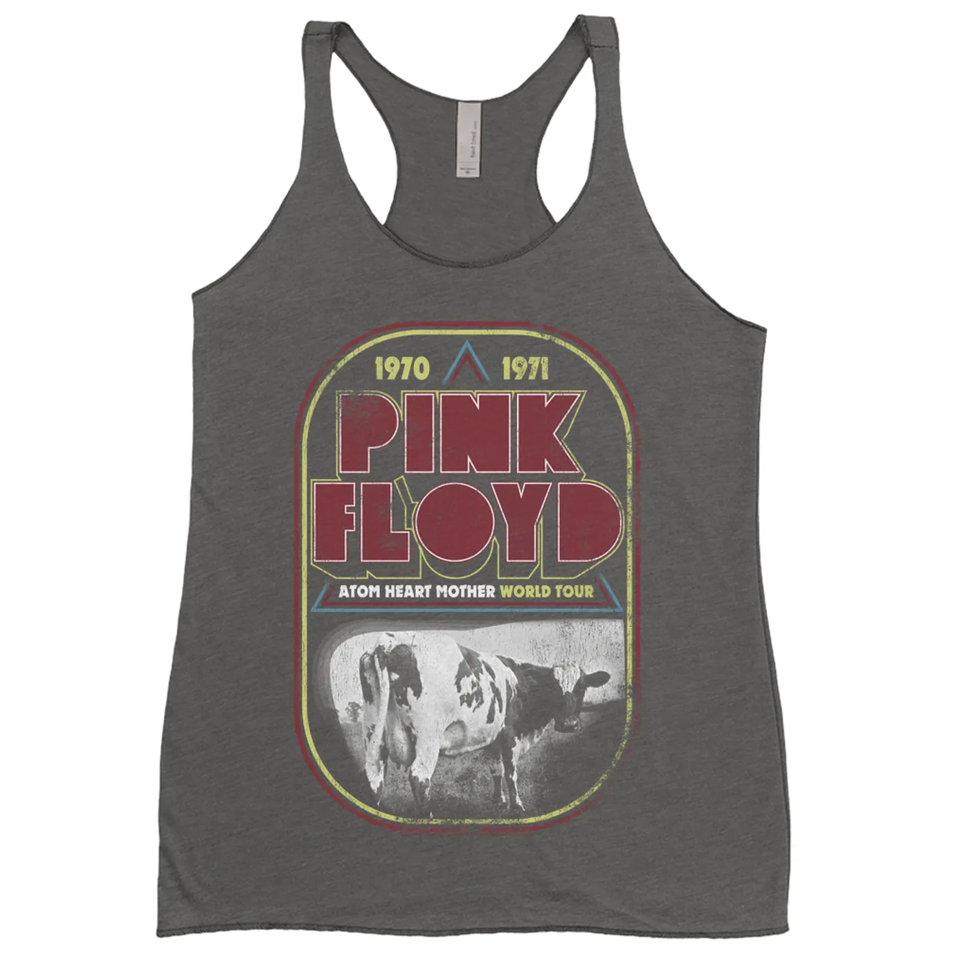 Pink Floyd Ladies' Tank Top | Atom Heart Mother World Tour Design Distressed Pink Floyd Shirt