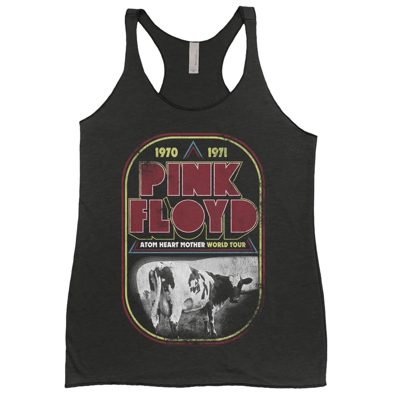 Pink Floyd Ladies' Tank Top | Atom Heart Mother World Tour Design Distressed Pink Floyd Shirt