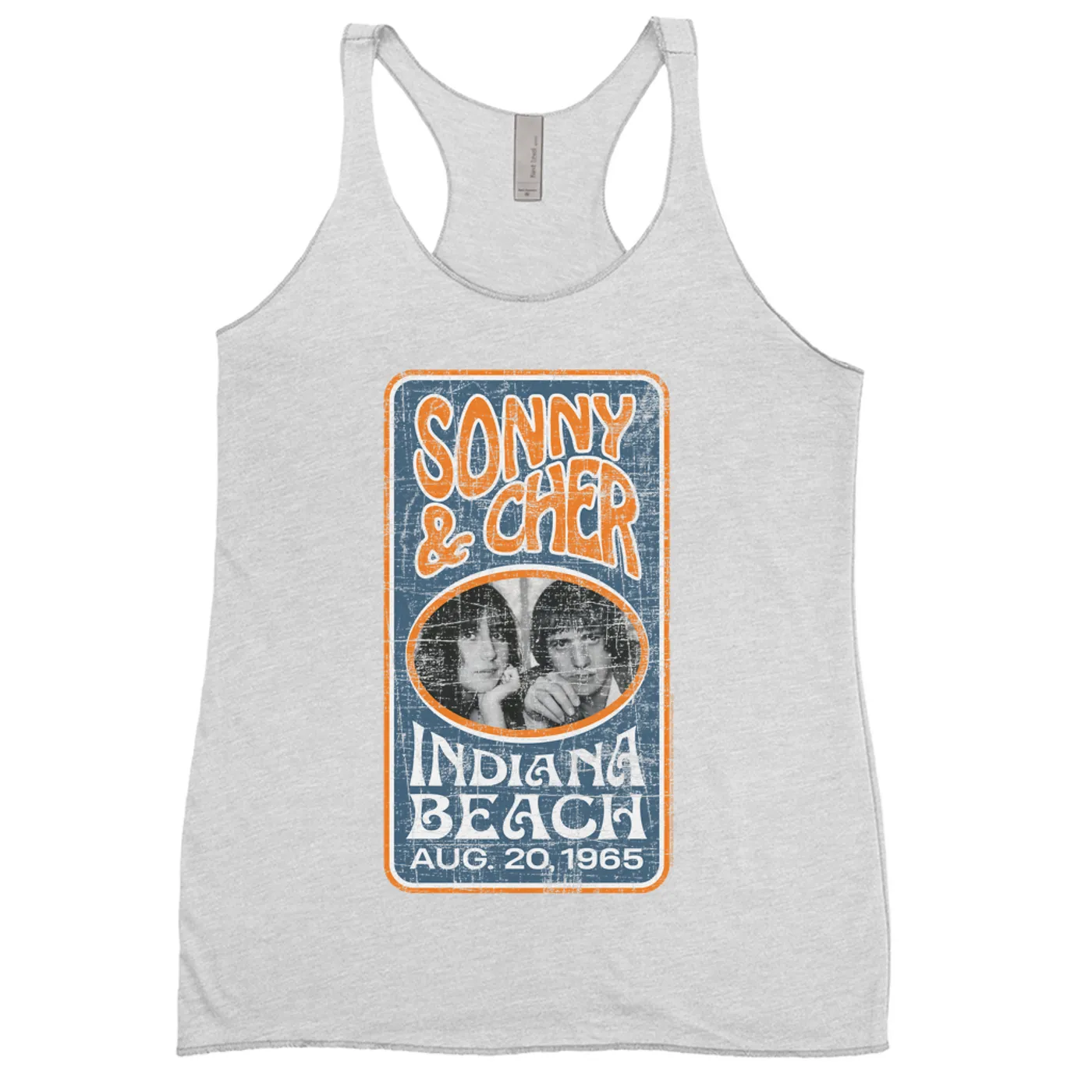 Sonny & Cher Ladies' Tank Top | Indiana Beach Vertical Concert Banner Distressed Sonny and Cher Shirt