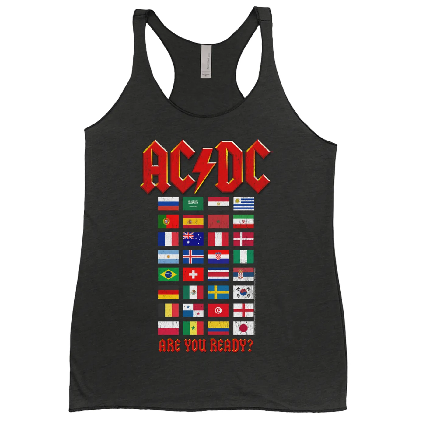 AC/DC Ladies' Tank Top | Are You Ready Tour Destination Flags ACDC Shirt