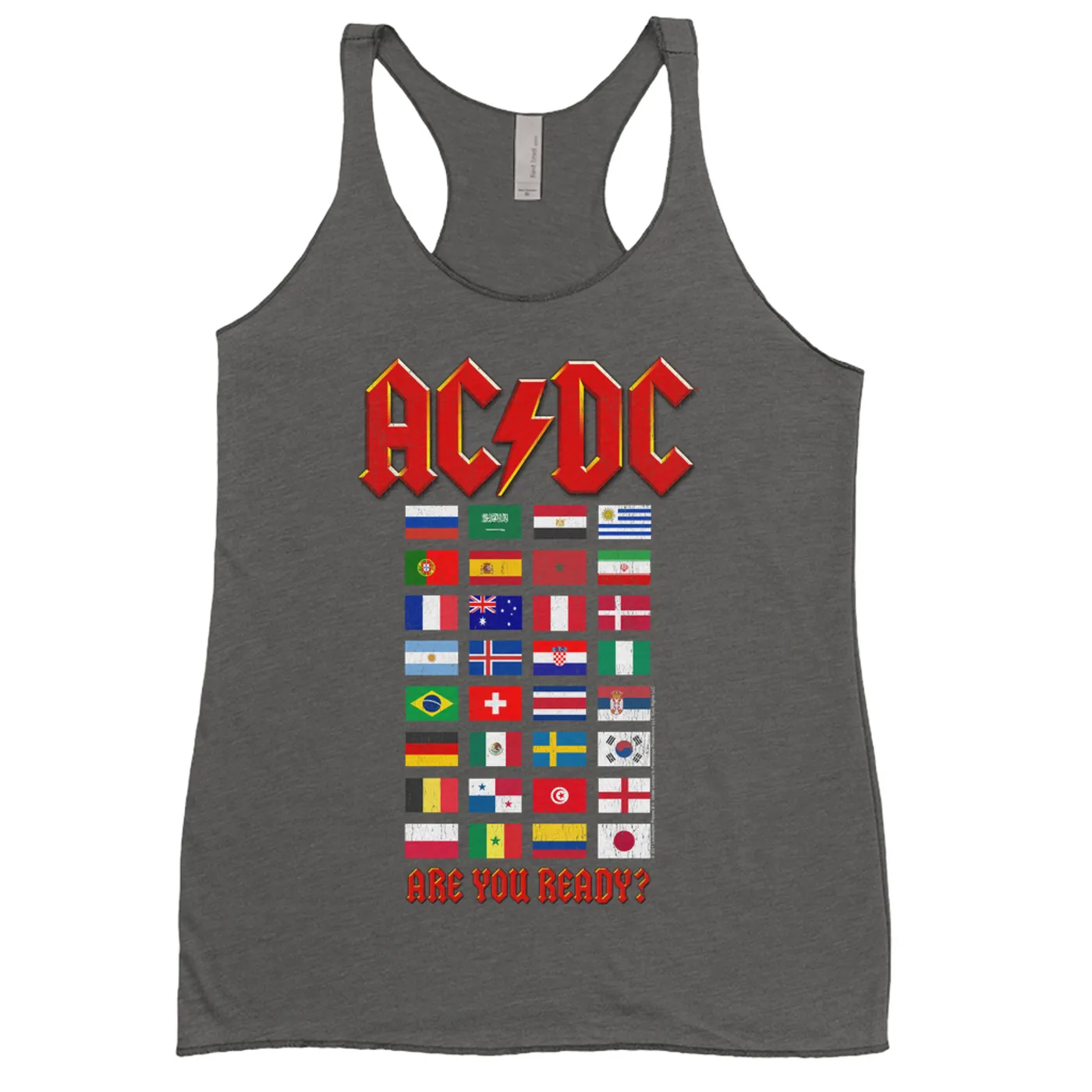 AC/DC Ladies' Tank Top | Are You Ready Tour Destination Flags ACDC Shirt