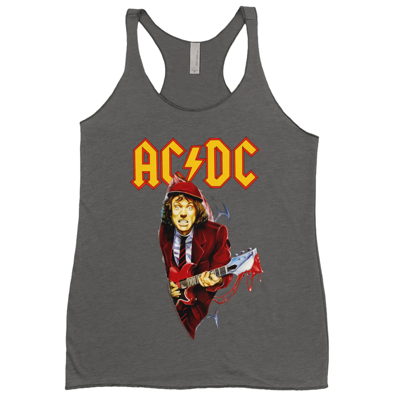 AC/DC Ladies' Tank Top | Angus Young With Bloody Guitar Design ACDC Shirt