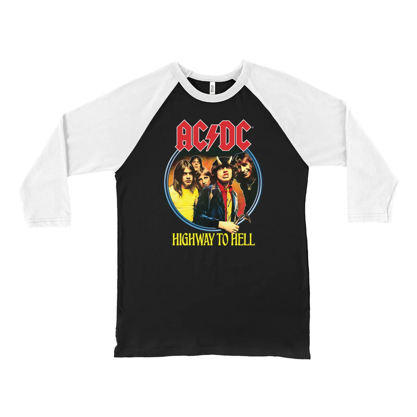 AC/DC 3/4 Sleeve Baseball Tee | Highway To Hell Group Design ACDC Shirt