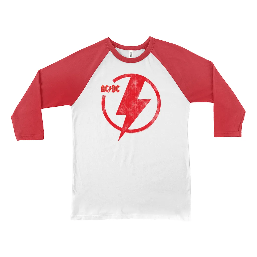 3/4 Sleeve Baseball Tee | Logo Lightning Bolt Red Distressed Shirt
