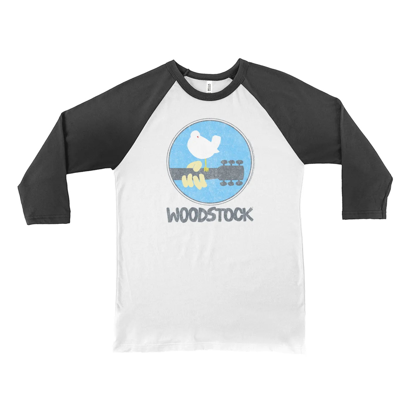 Woodstock 3/4 Sleeve Baseball Tee | Woodstock Bird And Guitar Woodstock Shirt (Merchbar Exclusive)