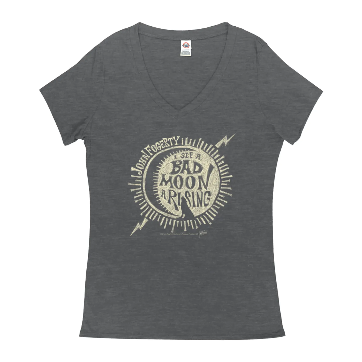 Creedence Clearwater Revival Ladies' V-neck T-Shirt | Bad Moon Rising Design Creedence Clearwater Revival Shirt