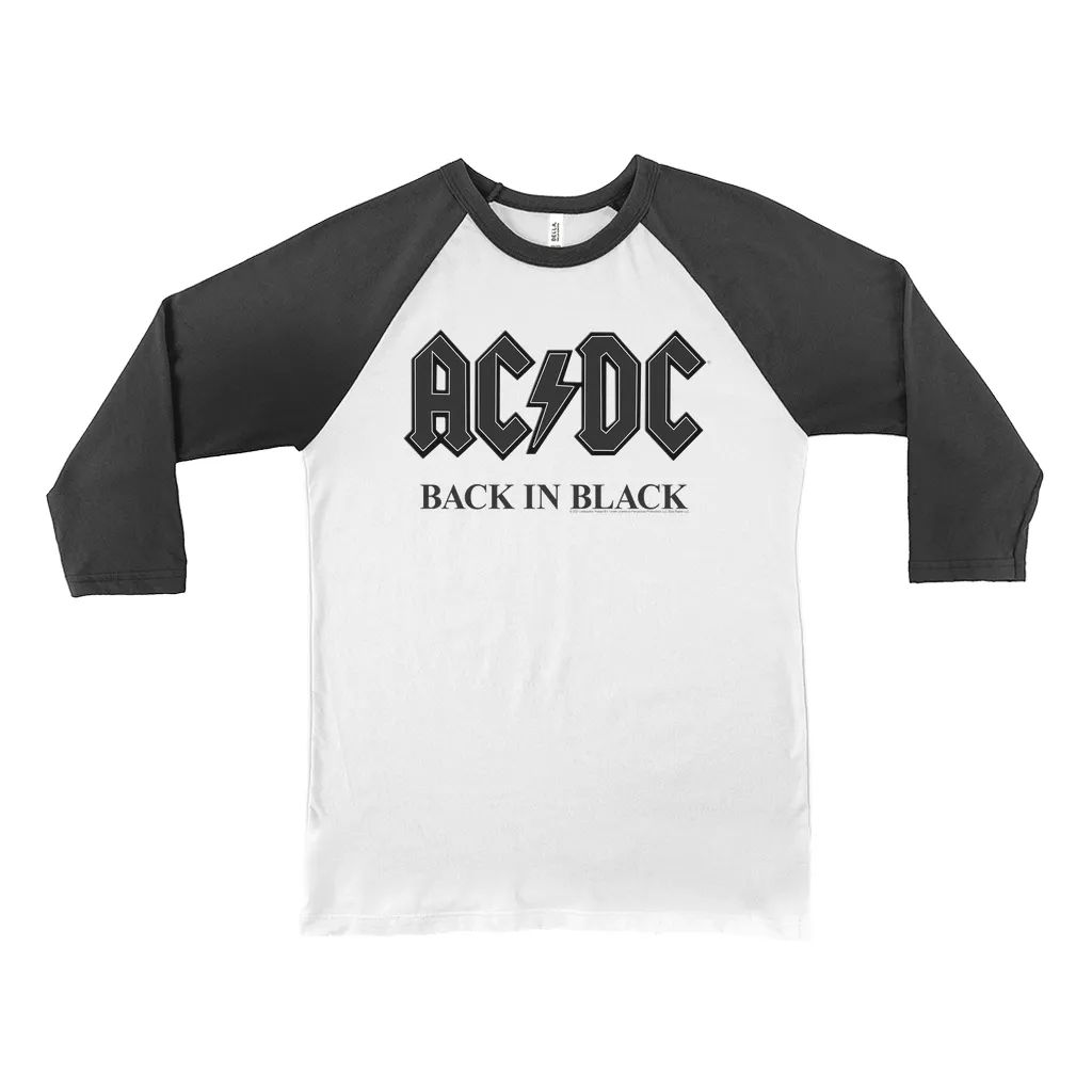 3/4 Sleeve Baseball Tee | Back In Black Charcoal Design Shirt