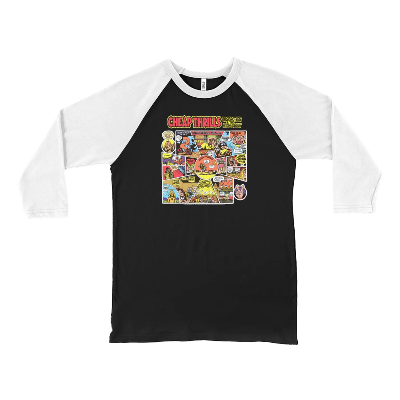 Big Brother & The Holding Company 3/4 Sleeve Baseball Tee | Cheap Thrills Album Cover Big Brother and The Holding Company Shirt