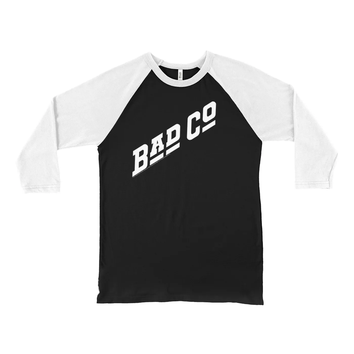 Bad Company 3/4 Sleeve Baseball Tee | Classic Bad Company Logo White Bad Company Shirt