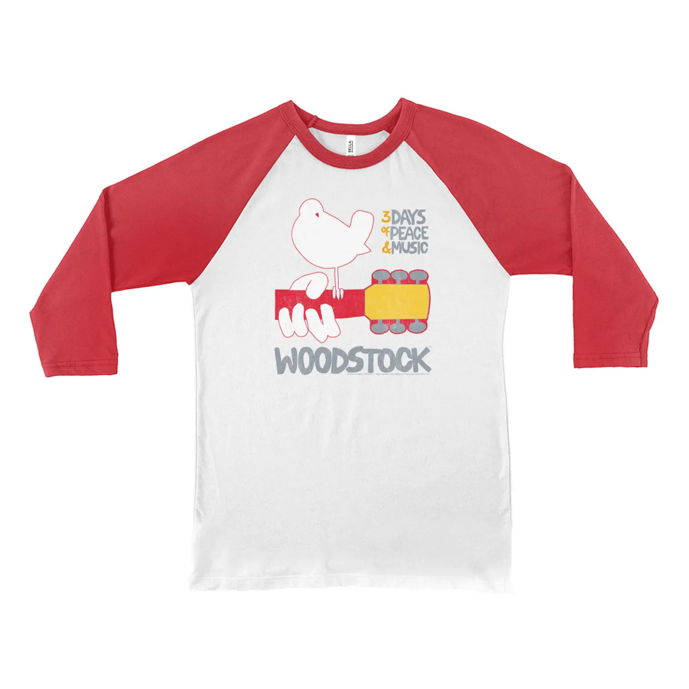 Woodstock 3/4 Sleeve Baseball Tee | 3 Days Of Peace And Music Logo Woodstock Shirt